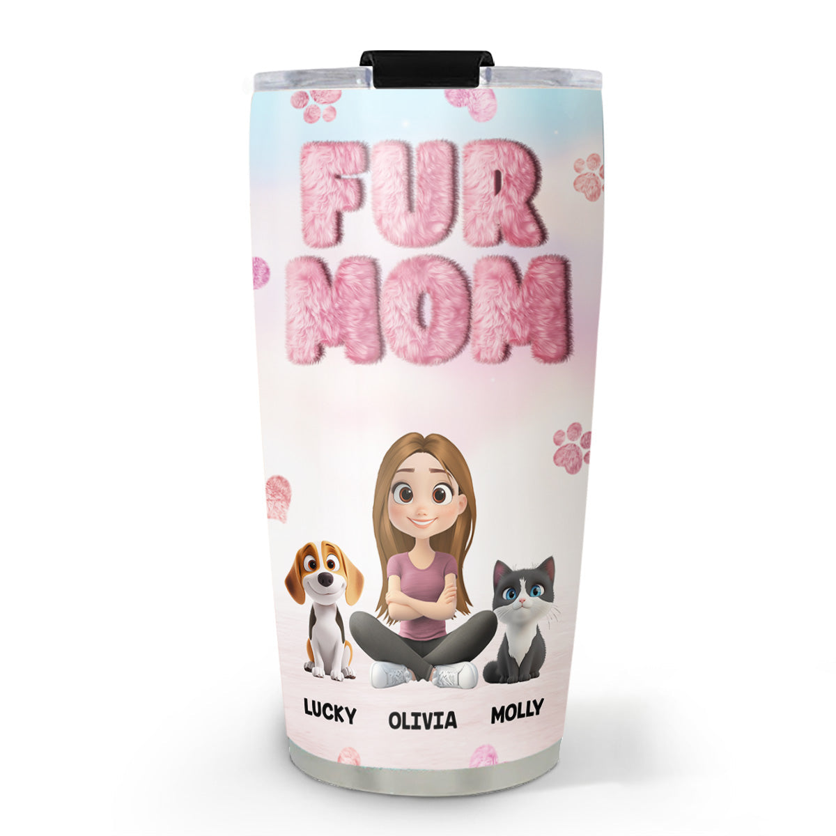 A Girl And Her Fur Baby - Personalized Custom 3D Inflated Effect Tumbler main image 0