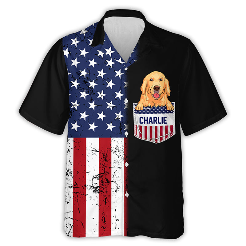 Golden Retriever 4th July Patriotic American Flag Short-Sleeve Unisex  T-Shirt