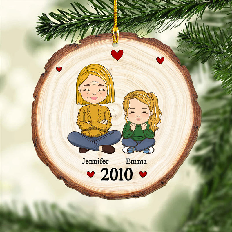 Cute Grandma Grandkid - Personalized Custom 1-layered Wood Ornament