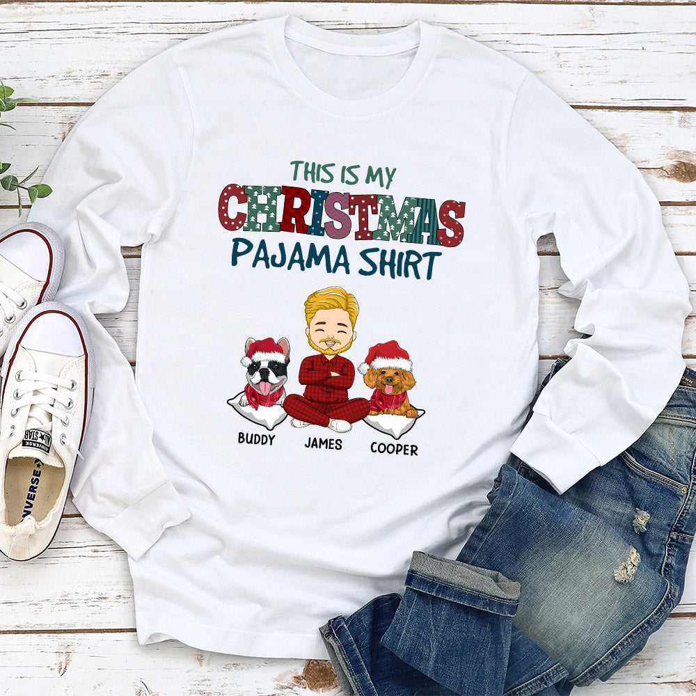 Christmas Pajama Dog Custom Pet Lover Personalized Unisex Long Sleeve Shirt