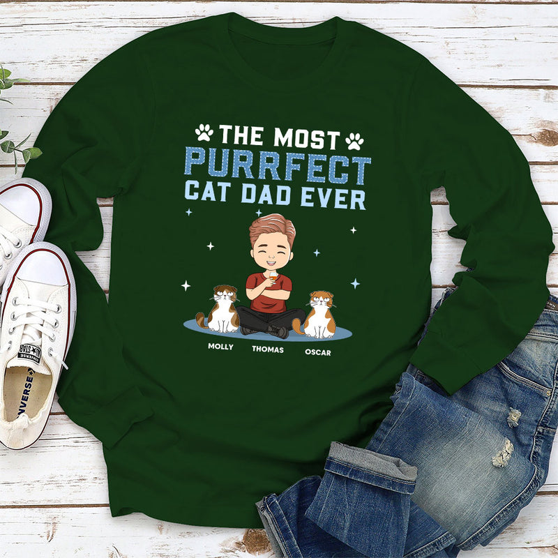 The Most Purrfect Cat Dad Ever - Personalized Custom Long Sleeve T-shirt