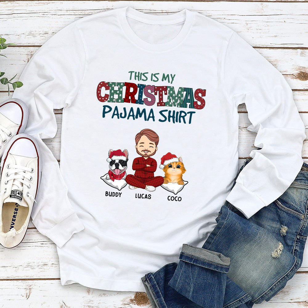 Pets Christmas Pajama  Custom Dogs Lover Personalized Unisex Long Sleeve Shirt