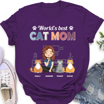 Best Cat Mom - Personalized Custom Women's T-shirt