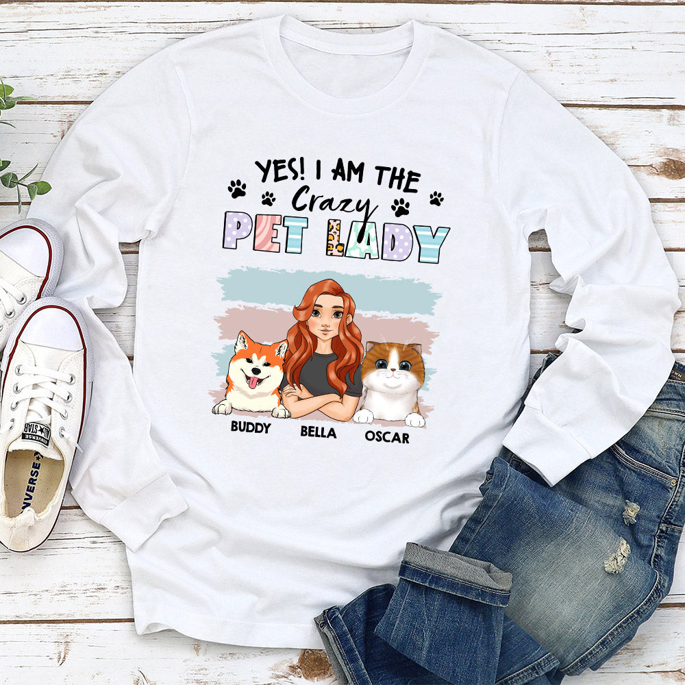 Crazy Lady And Her Dog Personalized Dogs Parent Custom Unisex Long Sleeve Shirt