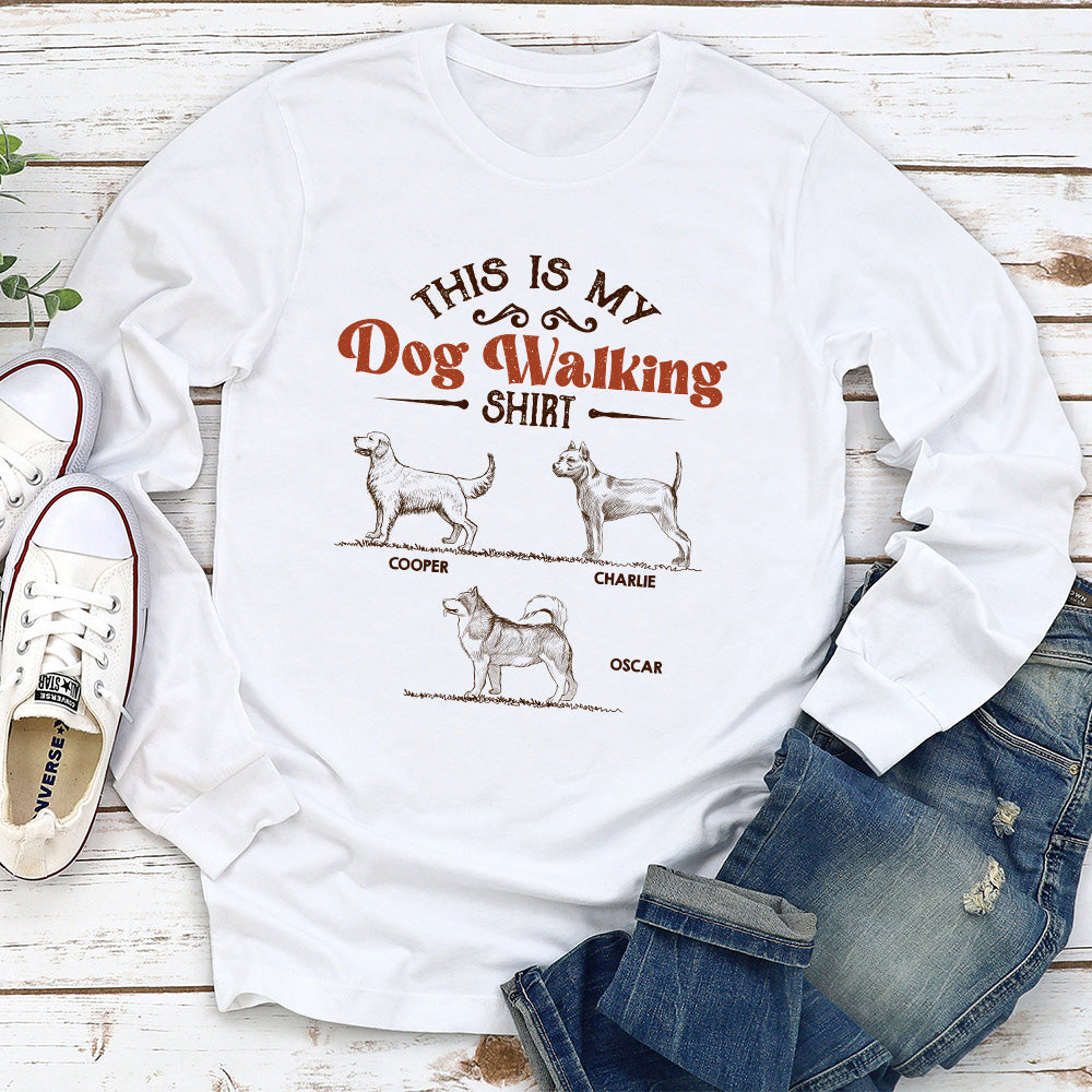 Vintage Dog Walking Shirt - Personalized Custom Long Sleeve T-shirt