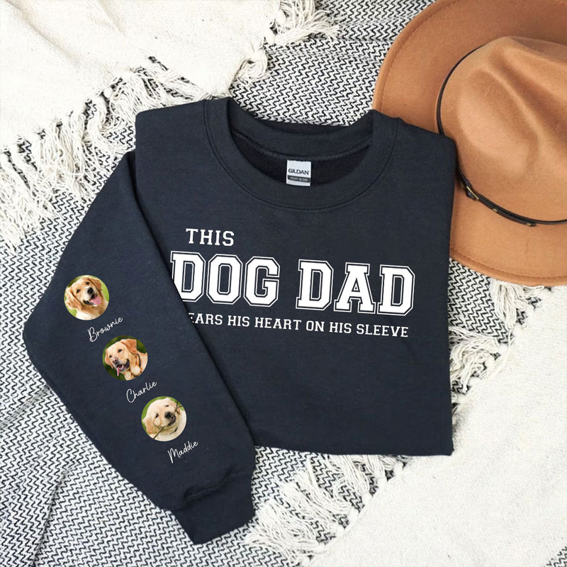 Dog Mom Dad Hearts On Sleeve Photo - Personalized Custom Sweatshirt