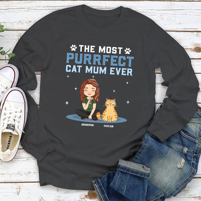 The Most Purrfect Cat Dad Ever - Personalized Custom Long Sleeve T-shirt