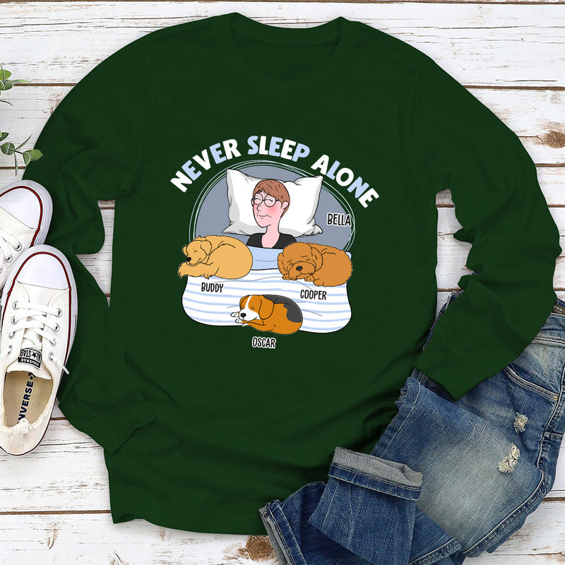 Never Sleep Alone - Personalized Custom Long Sleeve T-shirt