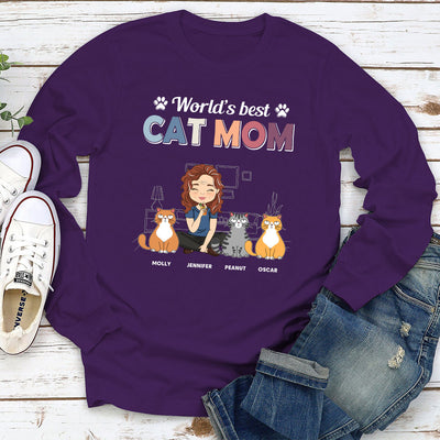 Best Cat Mom - Personalized Custom Long Sleeve T-shirt