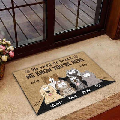 No Need To Knock We Know You Are Here - Personalized Custom Doormat