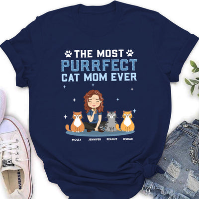 The Most Purrfect Cat Dad Ever - Personalized Custom Women's T-shirt