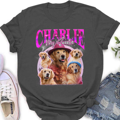 Custom Pet Face Vintage Version 9 - Personalized Custom Women's T-shirt