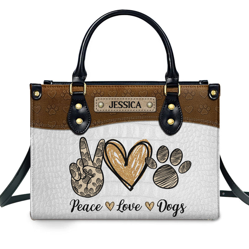 Peace Love Dogs - Personalized Custom Leather Bag