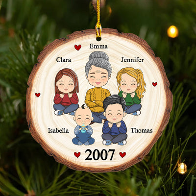 Cute Grandma Grandkid - Personalized Custom 1-layered Wood Ornament