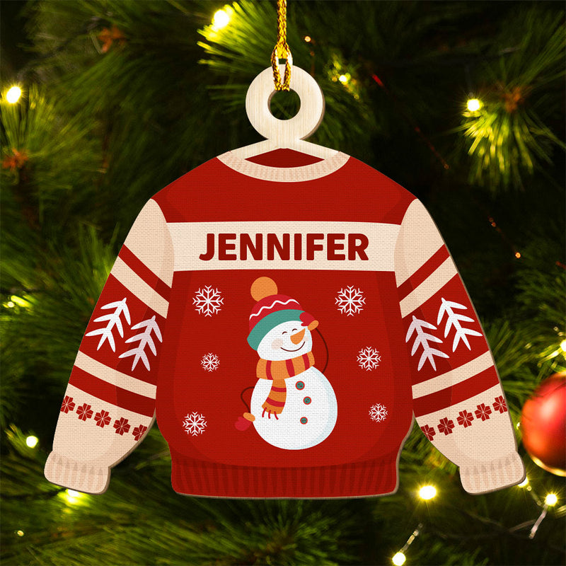 Family Sweater - Personalized Custom 1-layered Wood Ornament