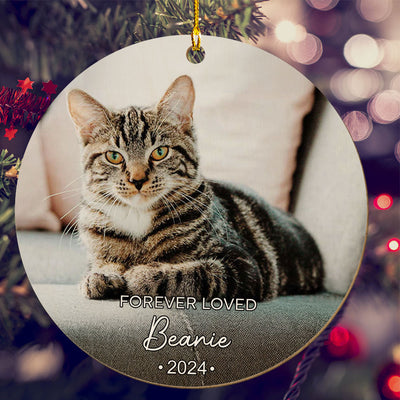 Forever Loved Custom Photo Pet Memorial - Personalized Custom Wood Ornament