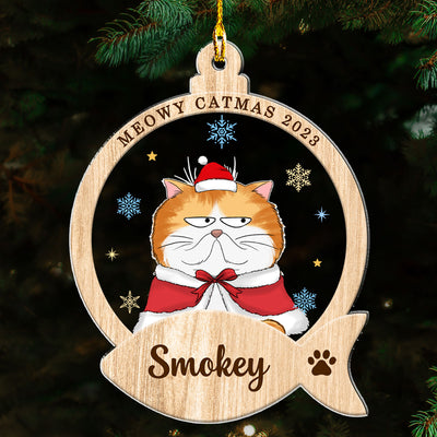 Cute Cat And Snack - Personalized Custom Acrylic Ornament