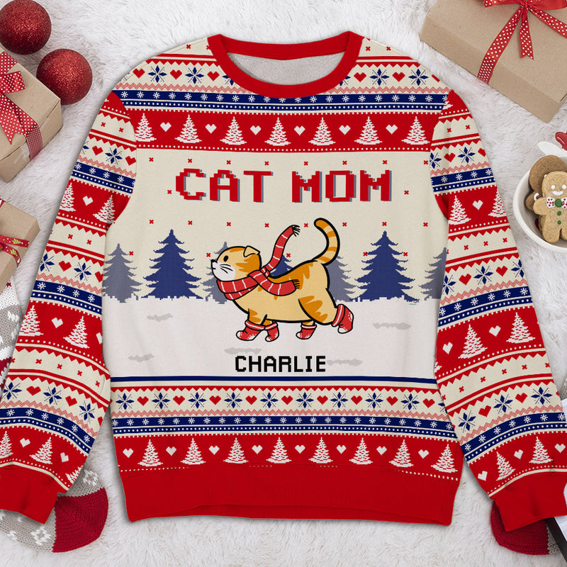 Christmas Cat Mama - Personalized Custom All-Over-Print Sweatshirt