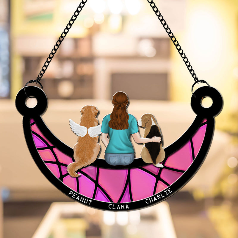 A Girl And Her Dog - Personalized Custom Suncatcher