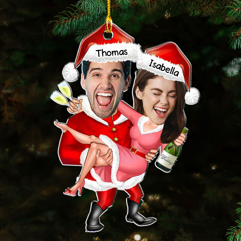 Funny Santa Couple - Personalized Custom Acrylic Ornament
