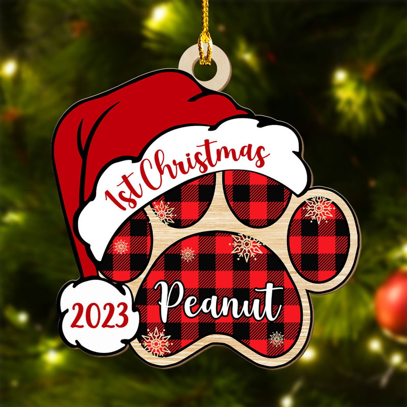 Santa Paw - Personalized Custom 1-layered Wood Ornament