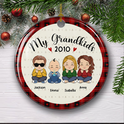 My Lovely Grandkids - Personalized Custom Circle Ceramic Christmas Ornament