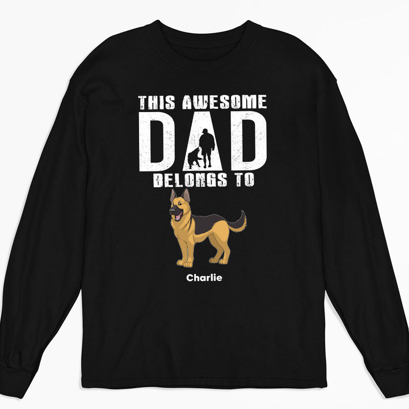 Awesome Dad Belongs To - Personalized Custom Long Sleeve T-shirt