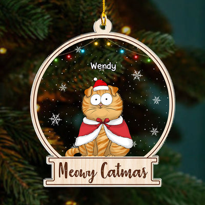 Meowy Catmas In Snow - Personalized Custom Acrylic Ornament