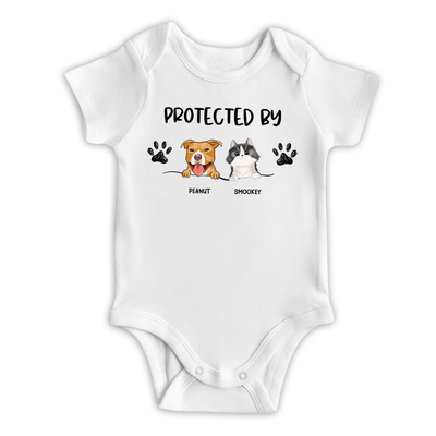 Protected By Dog - Personalized Custom Baby Onesie