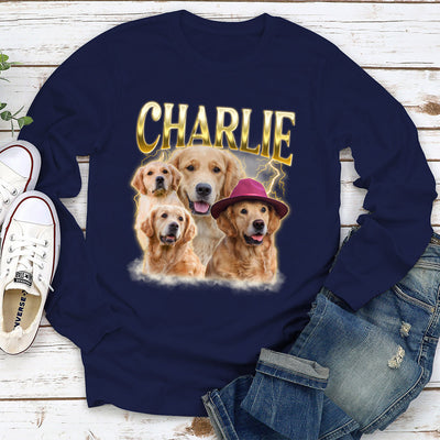 Custom Pet Face Vintage Version 3 - Personalized Custom Long Sleeve T-shirt