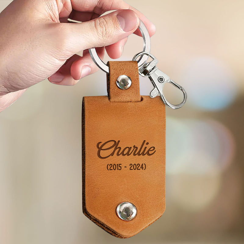 Forever In My Heart - Personalized Leather Photo Keychain