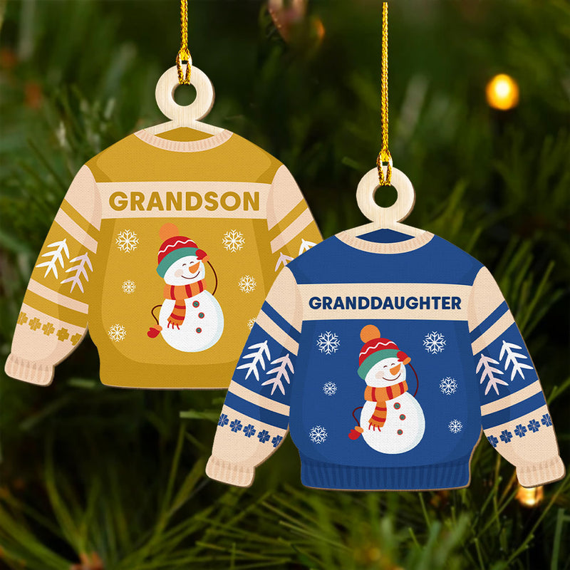 Family Sweater - Personalized Custom 1-layered Wood Ornament