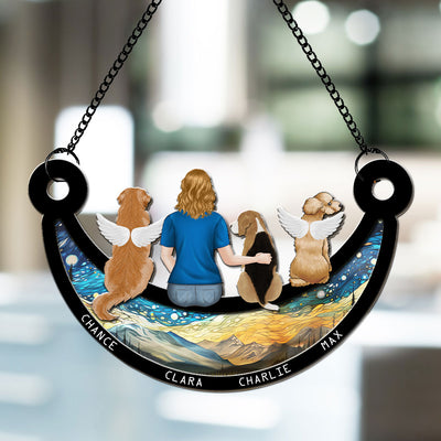 A Girl And Her Dog - Personalized Custom Suncatcher