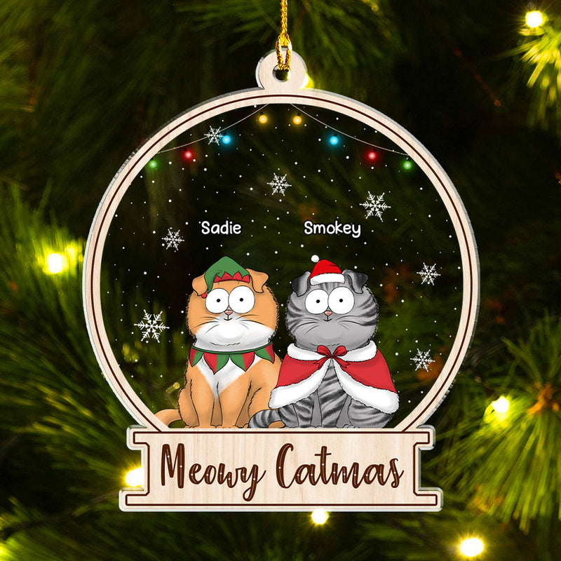 Meowy Catmas In Snow - Personalized Custom Acrylic Ornament