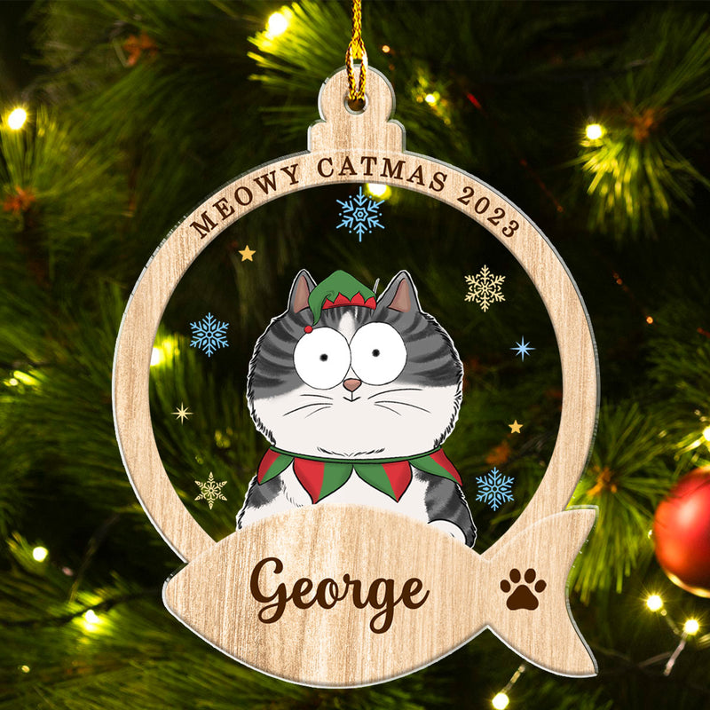 Cute Cat And Snack - Personalized Custom Acrylic Ornament