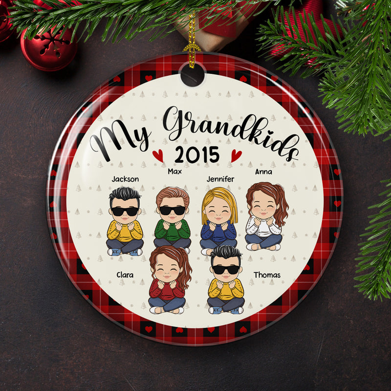 My Lovely Grandkids - Personalized Custom Circle Ceramic Christmas Ornament