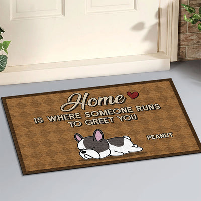 Home Is Where Someone Runs - Personalized Custom Doormat