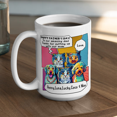 Pop Art Amazing Pet Dad - Personalized Custom Coffee Mug