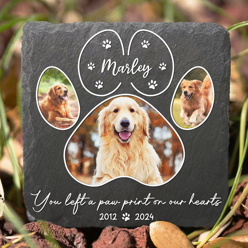 You Left A Paw Print On My Heart - Personalized Custom Pet Memorial Stone