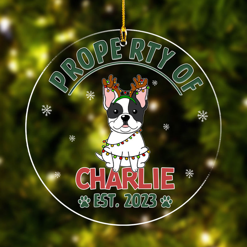 Property Of Simple Dog - Personalized Custom Acrylic Ornament