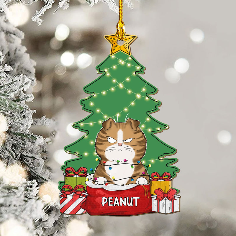 Cozy Meowy Catmas - Personalized Custom 1-layered Wood Ornament