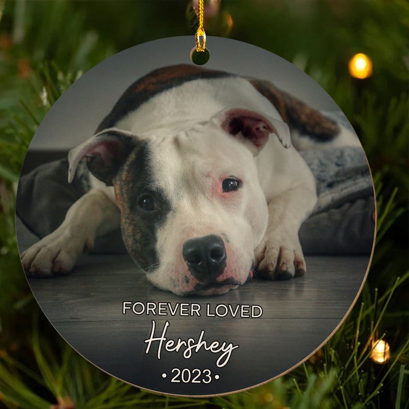 Forever Loved Custom Photo Pet Memorial - Personalized Custom Wood Ornament