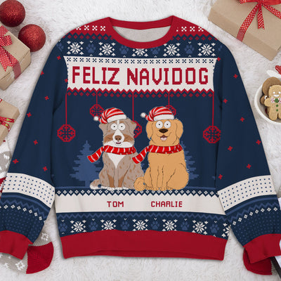 Feliz Navidog 2 - Personalized Custom All-Over-Print Sweatshirt