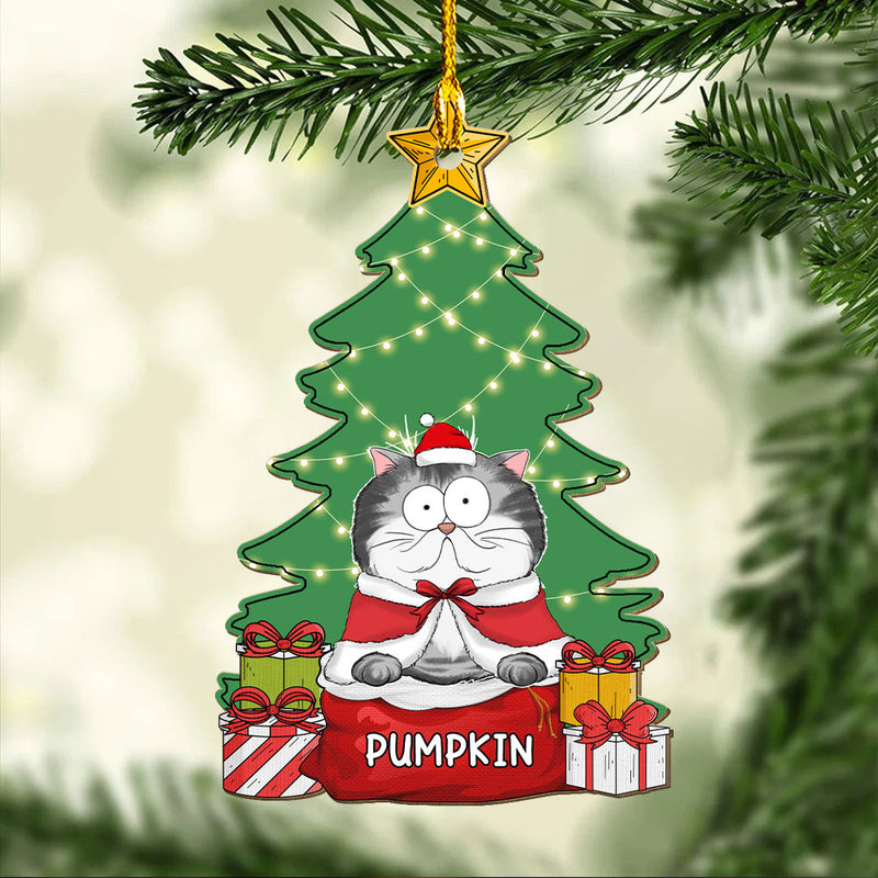 Cozy Meowy Catmas - Personalized Custom 1-layered Wood Ornament