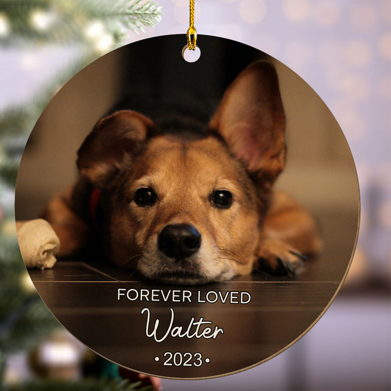 Forever Loved Custom Photo Pet Memorial - Personalized Custom Wood Ornament