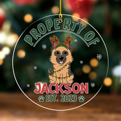 Property Of Simple Dog - Personalized Custom Acrylic Ornament