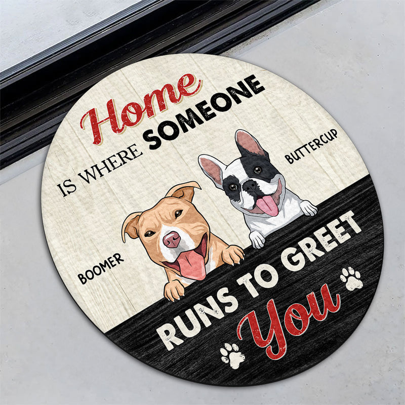 Runs To Greet - Personalized Custom Doormat