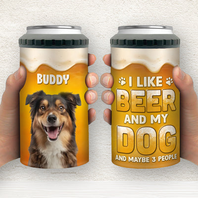 Custom Photo I Like Beer and My Dog - Personalized Custom 4 In 1  Can Cooler Tumbler