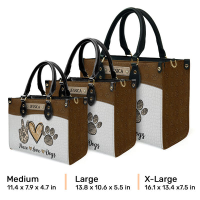 Peace Love Dogs - Personalized Custom Leather Bag