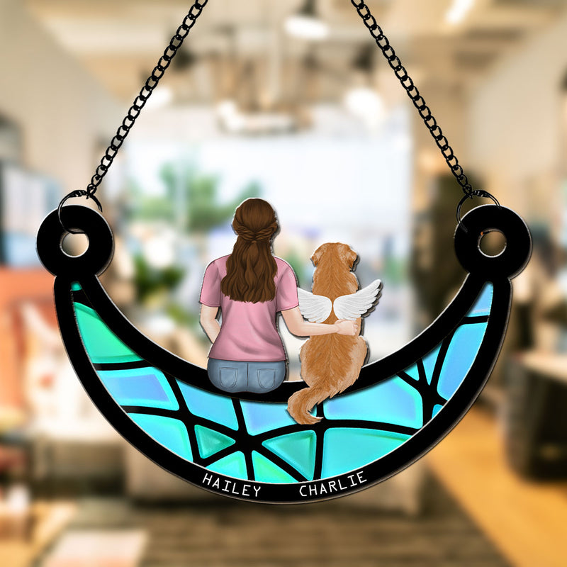 A Girl And Her Dog - Personalized Custom Suncatcher